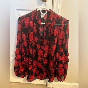 Black, red blouse with sparkle!